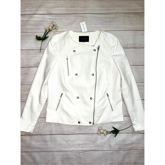 Banana Republic Tweed Asymmetrical Zip Blazer Moto Jacket - Picture 2 of 15